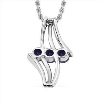 No Reserve Natural Sapphire Tri Color Pendant & Chain Necklace
