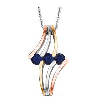 No Reserve Natural Sapphire Tri Color Pendant & Chain Necklace
