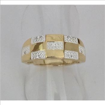 No Reserve Natural Diamond 18k/ 316L Stainless Steel Ring Size 7