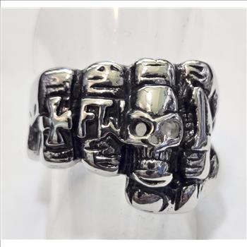 No Reserve 316L Stainless Steel Skull Ring Size 12