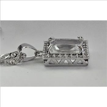 No Reserve Simulated Diamond Pendant & Chain Necklace