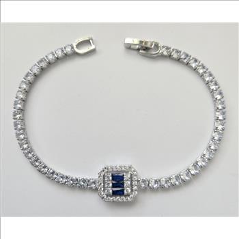 No Reserve Sapphire & Zircon Tennis Bracelet
