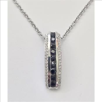 No Reserve Natural Sapphire & Zircon Pendant & Chain Necklace