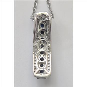 No Reserve Natural Sapphire & Zircon Pendant & Chain Necklace