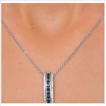 No Reserve Natural Sapphire & Zircon Pendant & Chain Necklace