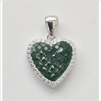 No Reserve Emerald & Zircon Heart Pendant