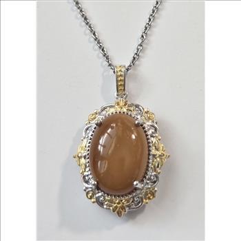 No Reserve Natural Caramel Opal Pendant & Chain Necklace