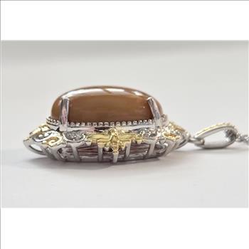 No Reserve Natural Caramel Opal Pendant & Chain Necklace