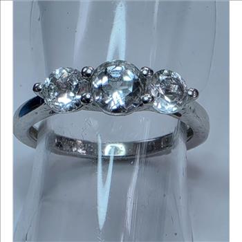 No Reserve Simulated Diamond 3 Stone Ring Size 6