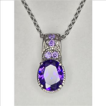 No Reserve Amethyst Pendant & Chain Necklace
