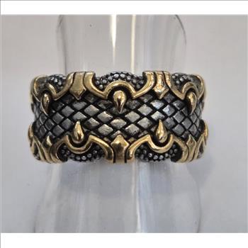 No Reserve Natural 2 Tone Stainless Steel Claw Ring Size 7