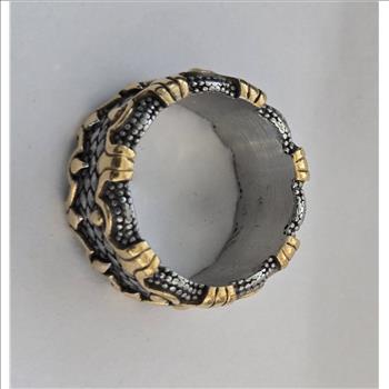 No Reserve Natural 2 Tone Stainless Steel Claw Ring Size 7