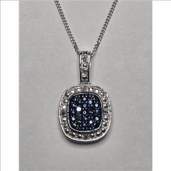 No Reserve Natural Blue Diamond Pendant & Chain Necklace