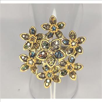 No Reserve .50 ct Natural Multi Color Diamond Ring Size 6