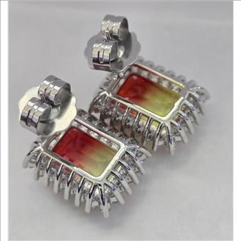 No Reserve Bi Color Yellow & Orange Quartz Earrings