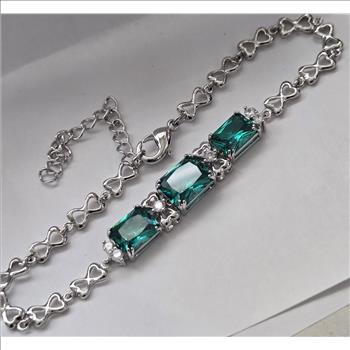 No Reserve Emerald & Zircon Emerald Cut Bracelet
