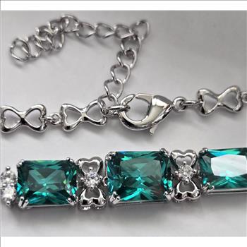 No Reserve Emerald & Zircon Emerald Cut Bracelet