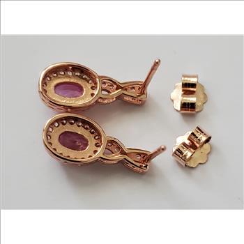 No Reserve Natural Pink Topaz & Zircon Earrings