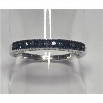 No Reserve .24 ct Natural Blue Diamond Anniversary Ring Size 8