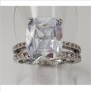 No Reserve Simulated Diamond Wedding Engagement Ring Set Size 7