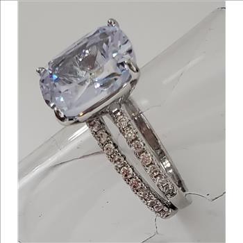 No Reserve Simulated Diamond Wedding Engagement Ring Set Size 7