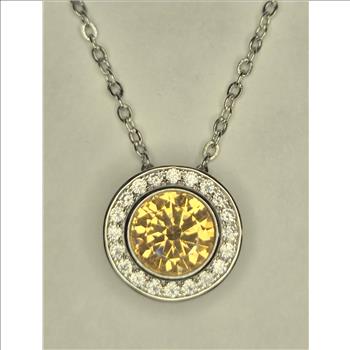 No Reserve Simulated Champagne Diamond Pendant & Chain Necklace