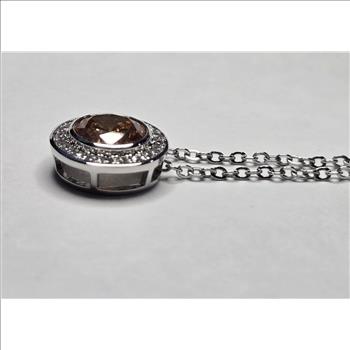 No Reserve Simulated Champagne Diamond Pendant & Chain Necklace