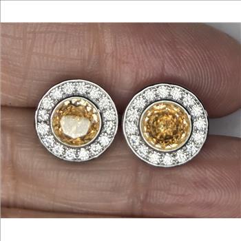 No Reserve Simulated Champagne Diamond Earrings