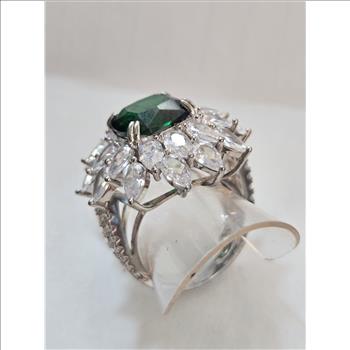 No Reserve Emerald & Zircon Ring Size 11