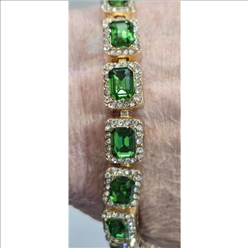 No Reserve Emerald & Austrian Crystal Tennis Bracelet
