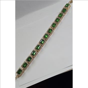 No Reserve Emerald & Austrian Crystal Tennis Bracelet