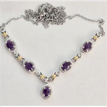 No Reserve. Amethyst Necklace 316L Stainless Steel