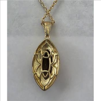 No Reserve Natural Smoky Quartz Pendant & Chain  Necklace