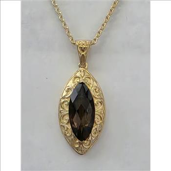 No Reserve Natural Smoky Quartz Pendant & Chain  Necklace