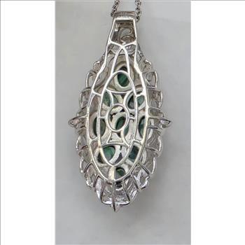 No Reserve Natural Malachite Pendant & Chain  Necklace