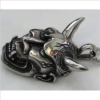 No Reserve 316L Stainless Steel Devil Horns Pendant & Chain Necklace