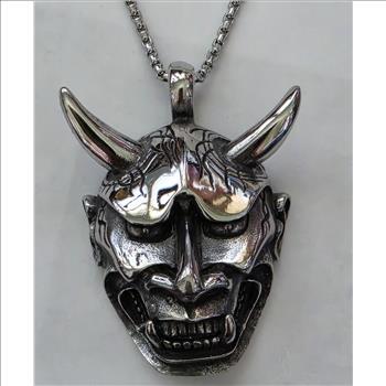 No Reserve 316L Stainless Steel Devil Horns Pendant & Chain Necklace