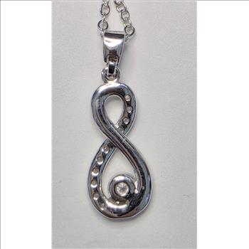 No Reserve Simulated Diamond Infinity Pendant & Chain Necklace
