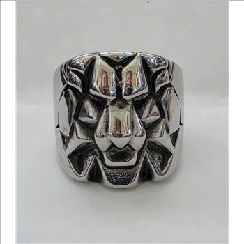 No Reserve 316L Stainless Steel Lion Ring Size 11