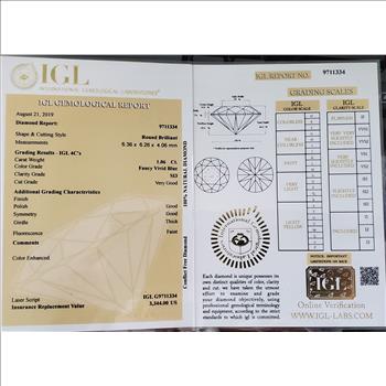 CERTIFIED 1.06 ct Natural Blue Diamond Round Brilliant Cut Laser Inscribed Loose Gemstone