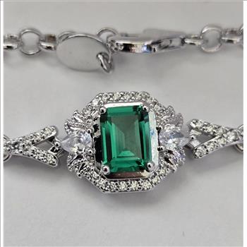 No Reserve Emerald & Zircon Bracelet