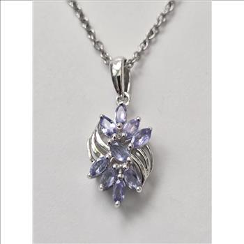 HOLD No Reserve Natural Tanzanite Pendant & Chain Necklace