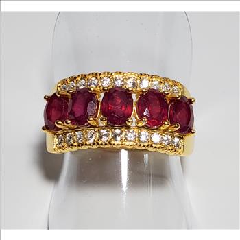 No Reserve Natural Ruby & Zircon Ring Size 7