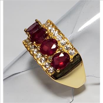 No Reserve Natural Ruby & Zircon Ring Size 7