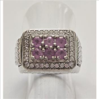No Reserve Natural Pink Sapphire & Diamond Hidden Compartment  Ring Size 7