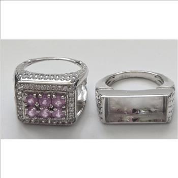 No Resrve. Natural Pink Sapphire & Diamond Hidden Compartment  Ring Size 7