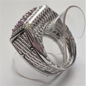 No Reserve Natural Pink Sapphire & Diamond Hidden Compartment  Ring Size 7