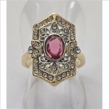 No Reserve Vintage Style Ruby & Topaz Ring Size 7