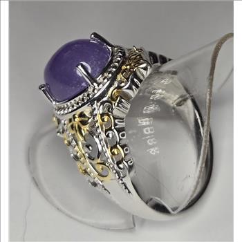 No Reserve .Natural Purple Jade Ring Size 9