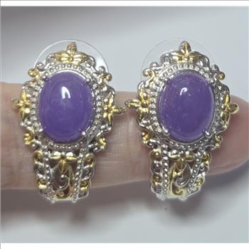 No Reserve .Natural Purple Jade Earrings